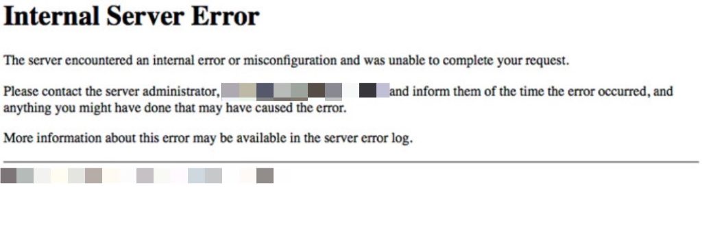 ตัวอย่าง Internal Server Error