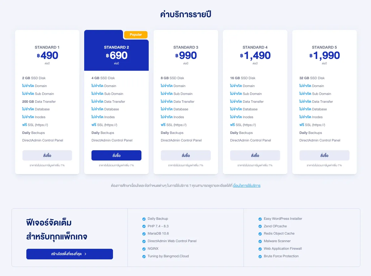 ราคา Hosting - Bangmod Hosting (มิถุนายน 2026)